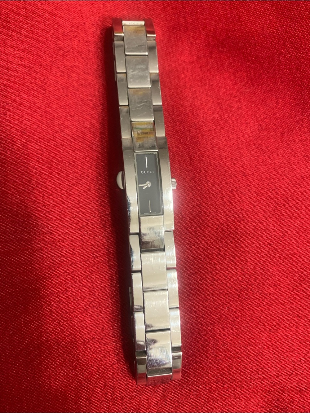Gucci Silver Bracelet Watch with Black Dial